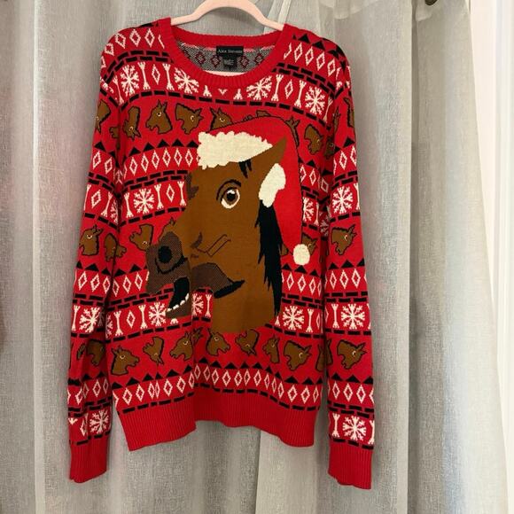 Alex Stevens Ugly Christmas Sweater brown horse holiday party L - Picture 3 of 9
